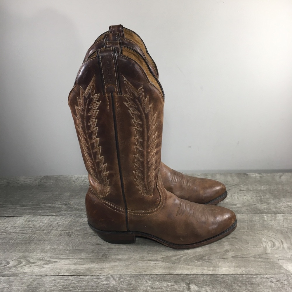 Women Boulet Fancy Stitched Hillbilly Golden Leather Cowboy Western Boots Size 8